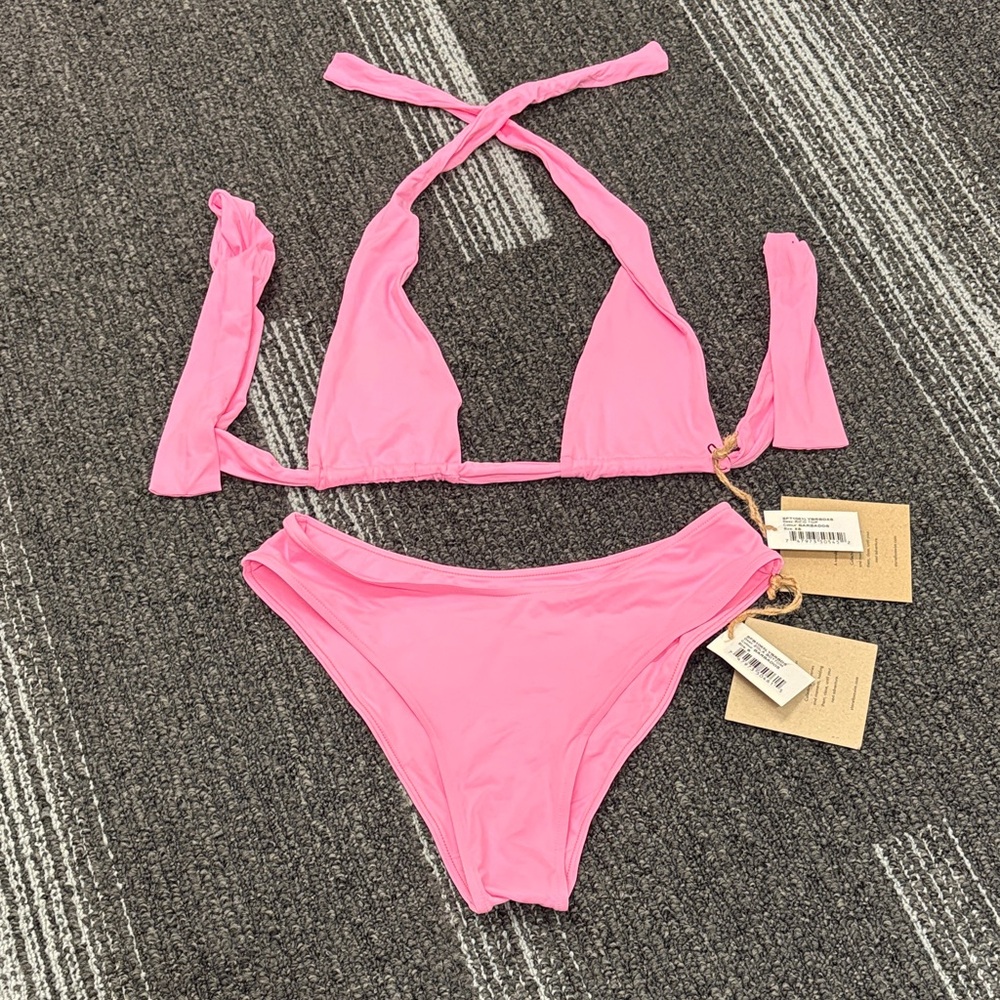 Stone Fox Swim Barbados Bikini Set Rico Top XS Zola Bottom Small Vibrant Pink